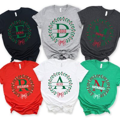 Monogrammed Family Christmas Shirt, Family Christmas Name Shirt, Personalized Christmas Family T-Shirt, Custom Christmas Shirt With Name,