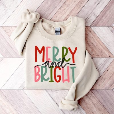 Merry And Bright Sweatshirt, Christmas Sweatshirt, Family Christmas Sweatshirt, Christmas Sweatshirts For Women, Merry Christmas Sweatshirt