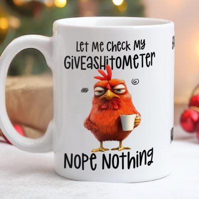 Custom Funny Coffee Mug, Let Me Check My Giveashitometer Nope Nothing