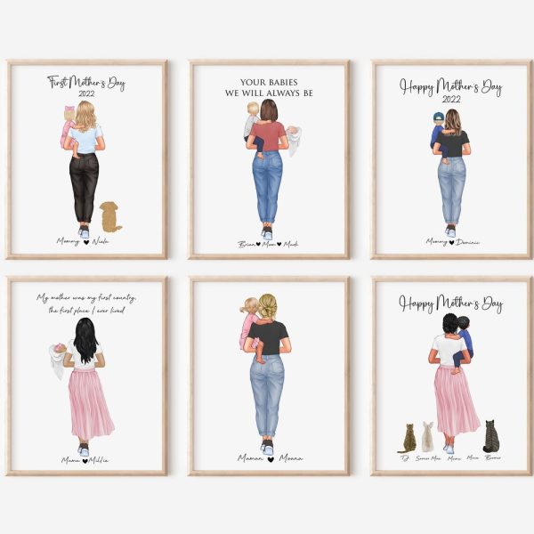 Mothers Day Gift for New Mom, Custom Wall Art for Mother with baby, Mother daughter wall art, Mother and Toddler Print, Personalized Gift