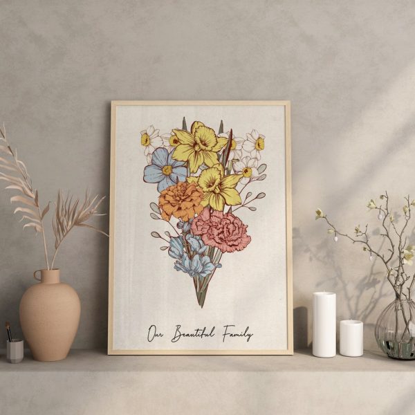 Birth Flower Bouquet , Grandmas Garden Print for Mom Our Family Flower Bouquet Gift for Grandma , CUSTOM Personalized Gift