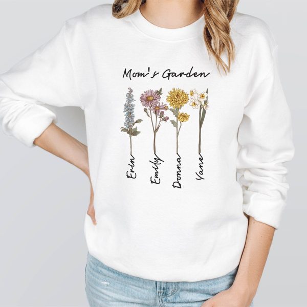 Grandmas Garden Sweatshirt, Custom Birthflower Sweatshirt, Gift for Grandma, Love Grows Here, Moms Garden