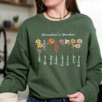 Grandmas Garden Sweatshirt, Custom Birthflower Sweatshirt, Gift for Grandma, Love Grows Here, Moms Garden