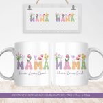 Mama Floral Mug Sublimation. Custom Kids Names Mug, Mother Gift Mug, Mom Wildflowers Mug, Coffee Mug Instant