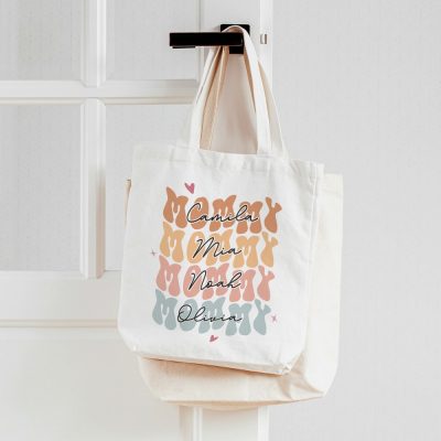 Mommy Tote Bag, Mom Custom Shopping Bag, Personalized Mothers Day Gift for Mom, Mom Birthday Gift from Daughter, Mum Christmas Gift