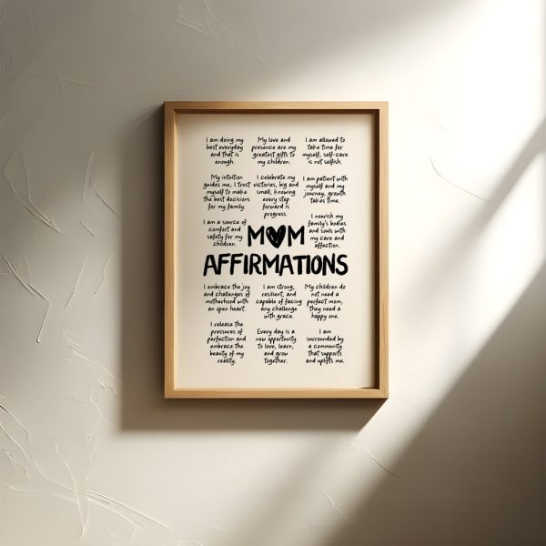 Mom Daily Affirmations Printable Wall Art Affirmation Poster Mothers Day Gift Positive Quotes Instant Gift for Moms