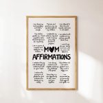 Mom Daily Affirmations Printable Wall Art Affirmation Poster Mothers Day Gift Positive Quotes Instant Gift for Moms