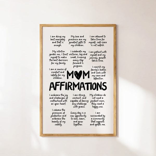 Mom Daily Affirmations Printable Wall Art Affirmation Poster Mothers Day Gift Positive Quotes Instant Gift for Moms