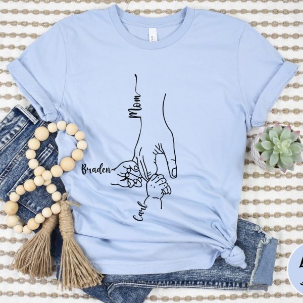 Custom Mom Shirt From Children, Personalized Mom & Kids Hands Shirt, Family With Kids Names, Mothers Day Gift From Kids, Mom Kids Hands Tee
