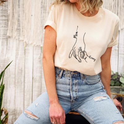 Custom Mom Shirt From Children, Personalized Mom & Kids Hands Shirt, Family With Kids Names, Mothers Day Gift From Kids, Mom Kids Hands Tee
