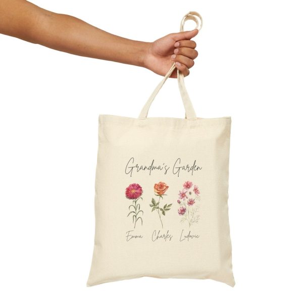 Mamas Garden Tote Bag, Gift For Grandma, Mothers Day Gift, Custom Tote Bags with Kids Name, Personalized Floral Tote Mom Gift