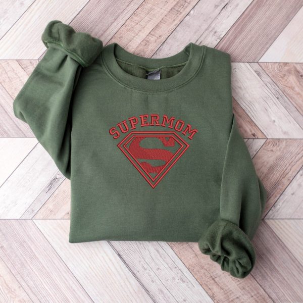 Embroidery Super Mom Mothers Day Shirt,Super Mama Embroidery Sweatshirt,Mothers Day Embroidery Shirt,Embroidery Mother Gift