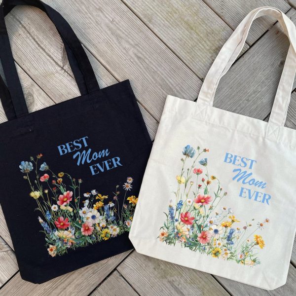 Mothers Day Gift 2024 "Best Mom Ever" Canvas Tote Bag - Perfect Eco-Friendly Shopping & Errands Bag for Mom, gift ideas, shopping bag