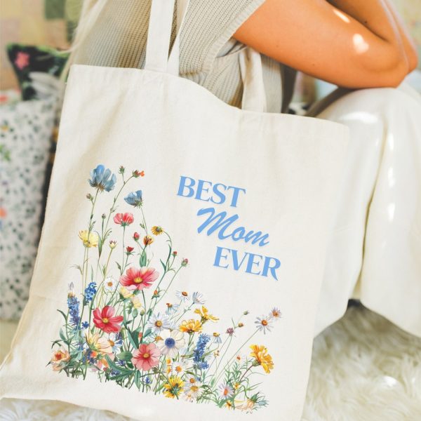 Mothers Day Gift 2024 "Best Mom Ever" Canvas Tote Bag - Perfect Eco-Friendly Shopping & Errands Bag for Mom, gift ideas, shopping bag