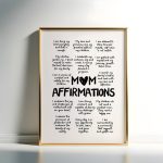 Mom Daily Affirmations Printable Wall Art Affirmation Poster Mothers Day Gift Positive Quotes Instant Gift for Moms