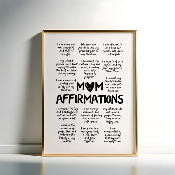 Mom Daily Affirmations Printable Wall Art Affirmation Poster Mothers Day Gift Positive Quotes Instant Gift for Moms