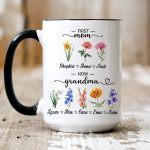 Personalized First Mom Now Grandma Gift, Flower Birth Month Garden Mug, Custom Mom Grandma Garden Mug, Gift For Mom, Gift For Mothers Day