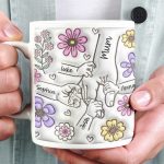 Personalised Hold our Hands Mug, 3D Inflated Effect Hold My Hand, Hold My Heart, Mothers Day Gift Mug, Christmas Gift For Mum, Grandma, Mom