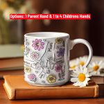 Personalised Hold our Hands Mug, 3D Inflated Effect Hold My Hand, Hold My Heart, Mothers Day Gift Mug, Christmas Gift For Mum, Grandma, Mom