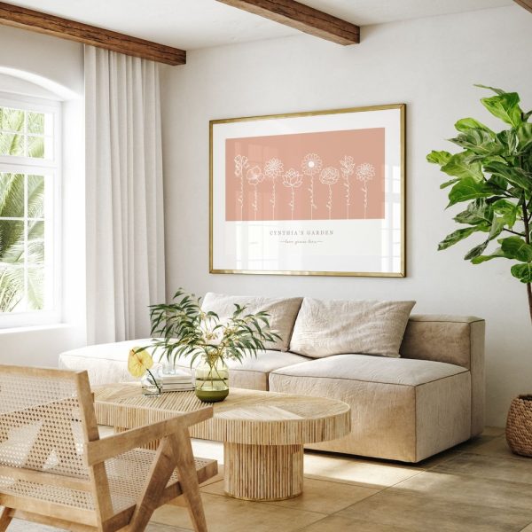 Custom Birth Flower Print Grandmas Garden Print Personalized Gift for Mom Minimalist Birth Month Flower Art Boho Floral Print Printable Art