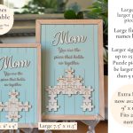 Mom Puzzle Sign Mothers Day Gift from Kids Husband Custom Engraved Wood Sign Piece That Holds Us Together Grandma Gift Personalized Unique