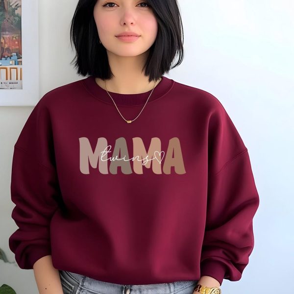 Twin Mama Sweatshirt, Mama of Twins Crewneck Sweaters, Twin Mom Mothers Day Jumper, Twin Pregnancy Announcement Gifts, Mothers Day Gifts
