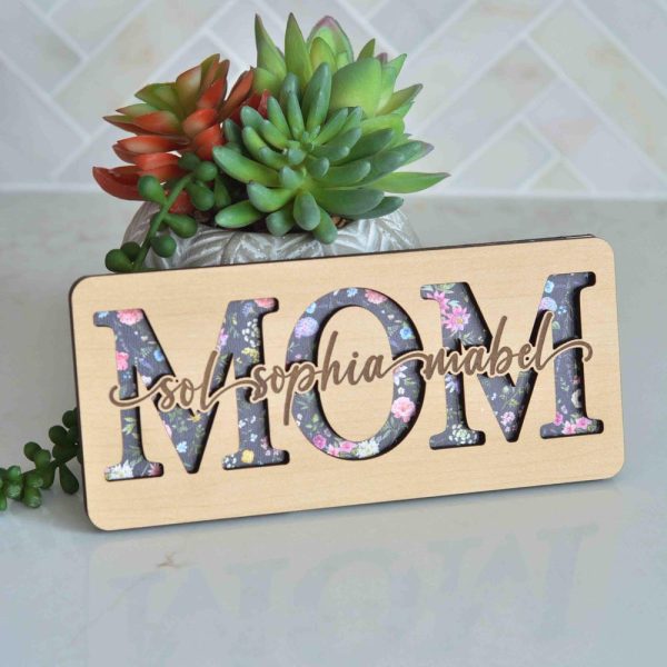 Mom Puzzle Sign Mothers Day Gift from Kids Husband Custom Engraved Wood Sign Piece That Holds Us Together Grandma Gift Personalized Unique