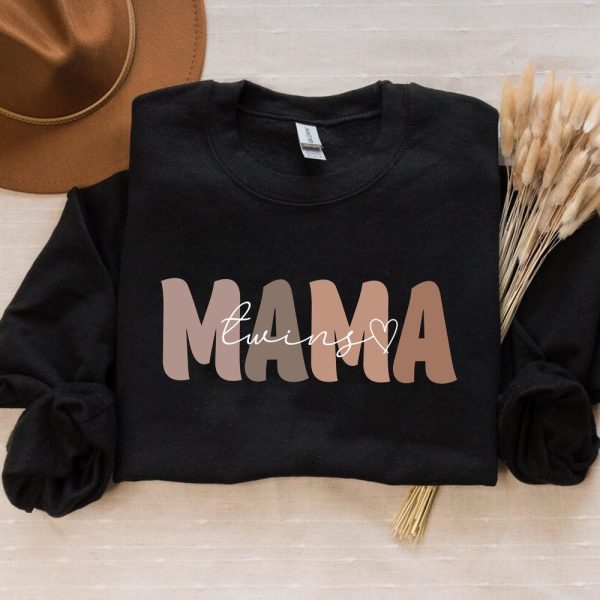 Twin Mama Sweatshirt, Mama of Twins Crewneck Sweaters, Twin Mom Mothers Day Jumper, Twin Pregnancy Announcement Gifts, Mothers Day Gifts