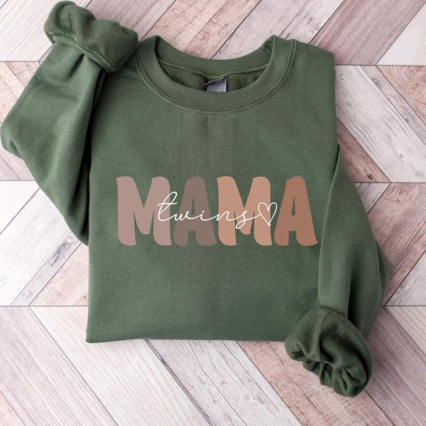 Twin Mama Sweatshirt, Mama of Twins Crewneck Sweaters, Twin Mom Mothers Day Jumper, Twin Pregnancy Announcement Gifts, Mothers Day Gifts