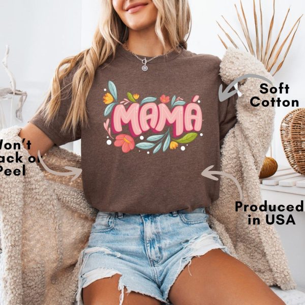 bella canvas 3001 shirt for mom, trendy gift for mother, Mothers Day gift, Floral mom shirt, Mom T-Shirt for Birthday, Cute Mom Shirt