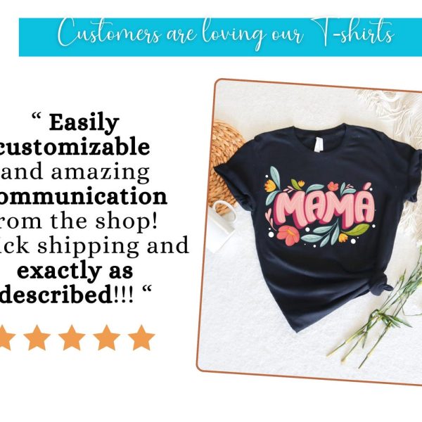 bella canvas 3001 shirt for mom, trendy gift for mother, Mothers Day gift, Floral mom shirt, Mom T-Shirt for Birthday, Cute Mom Shirt