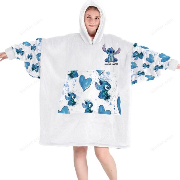Cozy Oversized Hoodie Blanket - Cute Blue Character Design For Kids & Adults