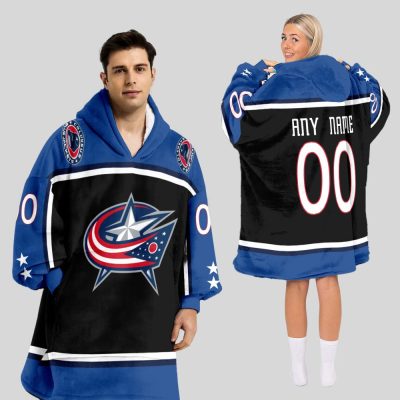 Columbus Blue Jackets Blanket Hoodie Custom Name And Number