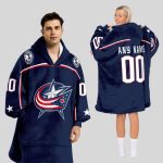 Columbus Blue Jackets Blanket Hoodie Custom Name And Number