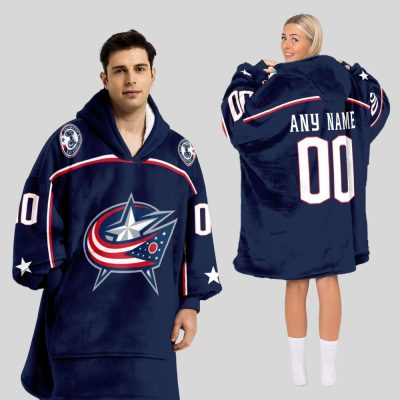 Columbus Blue Jackets Blanket Hoodie Custom Name And Number