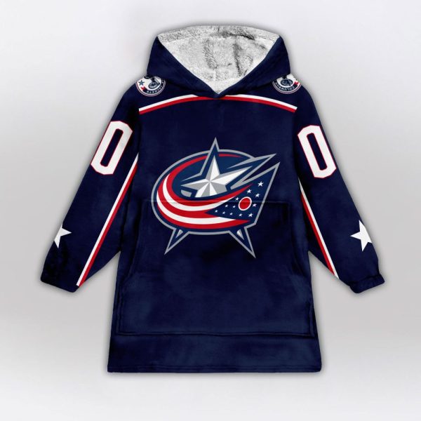 Columbus Blue Jackets Blanket Hoodie Custom Name And Number