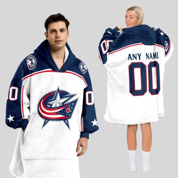 Columbus Blue Jackets Blanket Hoodie Custom Name And Number