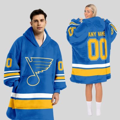 St. Louis Blues Blanket Hoodie Custom Name And Number