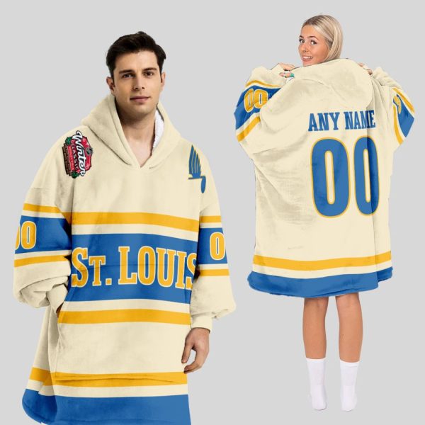 St. Louis Blues Blanket Hoodie Custom Name And Number