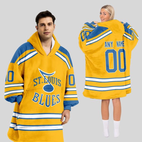 St. Louis Blues Blanket Hoodie Custom Name And Number