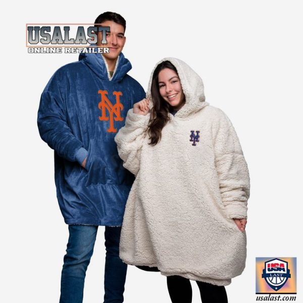 New York Mets Blue Blanket Hoodie Hooded Blanket