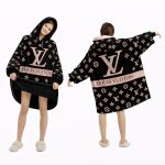 Beige And Dark Brown Louis Vuitton Blanket Hoodie , Cozy Wearable Blanket Hoodie