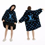 Black And Blue Louis Vuitton Blanket Hoodie , Cozy Wearable Blanket Hoodie