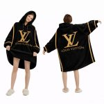 Black And Gold Louis Vuitton Blanket Hoodie , Cozy Wearable Blanket Hoodie