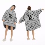 Black And Gray Louis Vuitton Blanket Hoodie , Cozy Wearable Blanket Hoodie