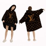 Brown And Gold Louis Vuitton Blanket Hoodie , Cozy Wearable Blanket Hoodie