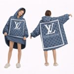 Dark Gray And White Louis Vuitton Blanket Hoodie , Cozy Wearable Blanket Hoodie