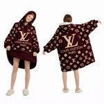 Dark Brown And Gold Louis Vuitton Blanket Hoodie , Cozy Wearable Blanket Hoodie