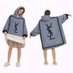 Gray And Black Logo Louis Vuitton Blanket Hoodie , Cozy Wearable Blanket Hoodie