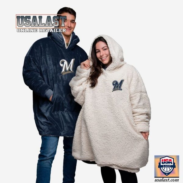 Mlb Milwaukee Brewers Navy Blue Blanket Hoodie Hoodie Blanket